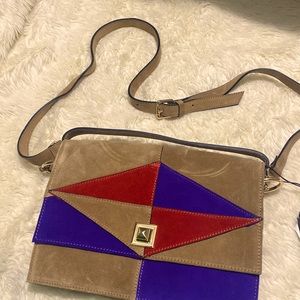 MARINA RINALDI HAND BAG / red violet color/material suede
